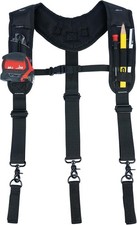 Heavy Duty Tool Belt Suspenders 3-Point Padded Work Pouch for Men