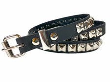 1 Row 1/2" Silver Pyramid Studded Belt Genuine Cowhide Punk Rock Style USA Made