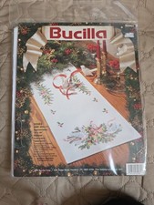 Bucilla Doves and Holly Table Runner Stamped Embroidery Kit 829821 14" x 44"
