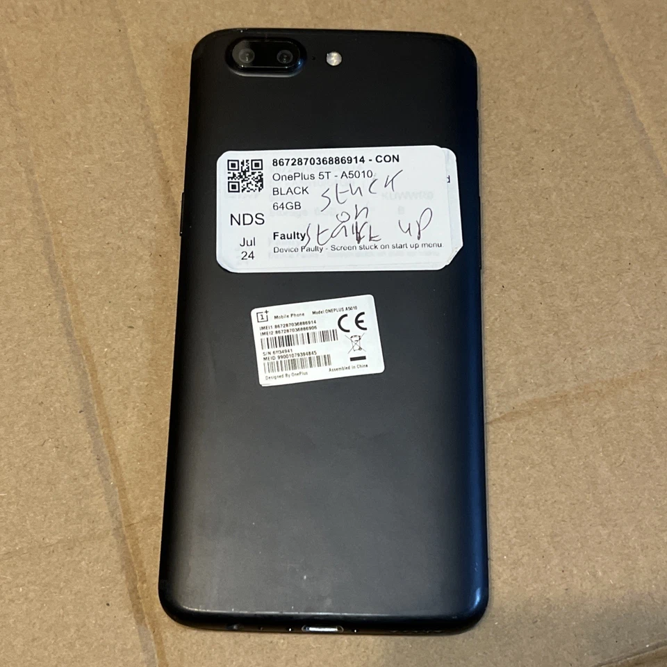 OnePlus 5T Black Smartphone 64GB Android Mobile 4G LTE A5010 - Image 2 of 2