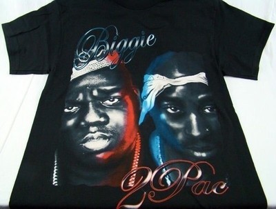 Men Tupac Shakur Biggie Smalls Notorious BIG Old School Rap Hip Hop T Shirt Sz M