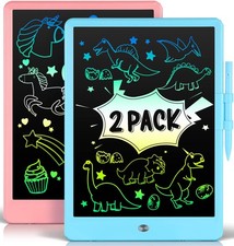 2 Pack LCD Writing Tablet for Kids Doodle Board 10 inch x 10 inch, Blue pink
