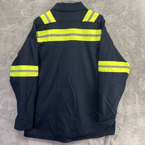 Cintas L Comfort Flex - Navy Blue Long Sleeve Button Up Mechanic Shop Work Shirt - Picture 9 of 11