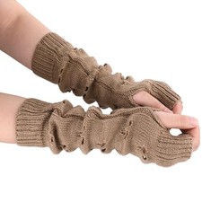 Bewudy Grunge Gloves - Khaki Arm Gloves, Crochet Fairy Grunge Clothes for Women