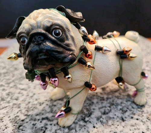 Pugnacious Pug. Westland Pug. Christmas Lights Pug Figurine Decoration. - Picture 1 of 12