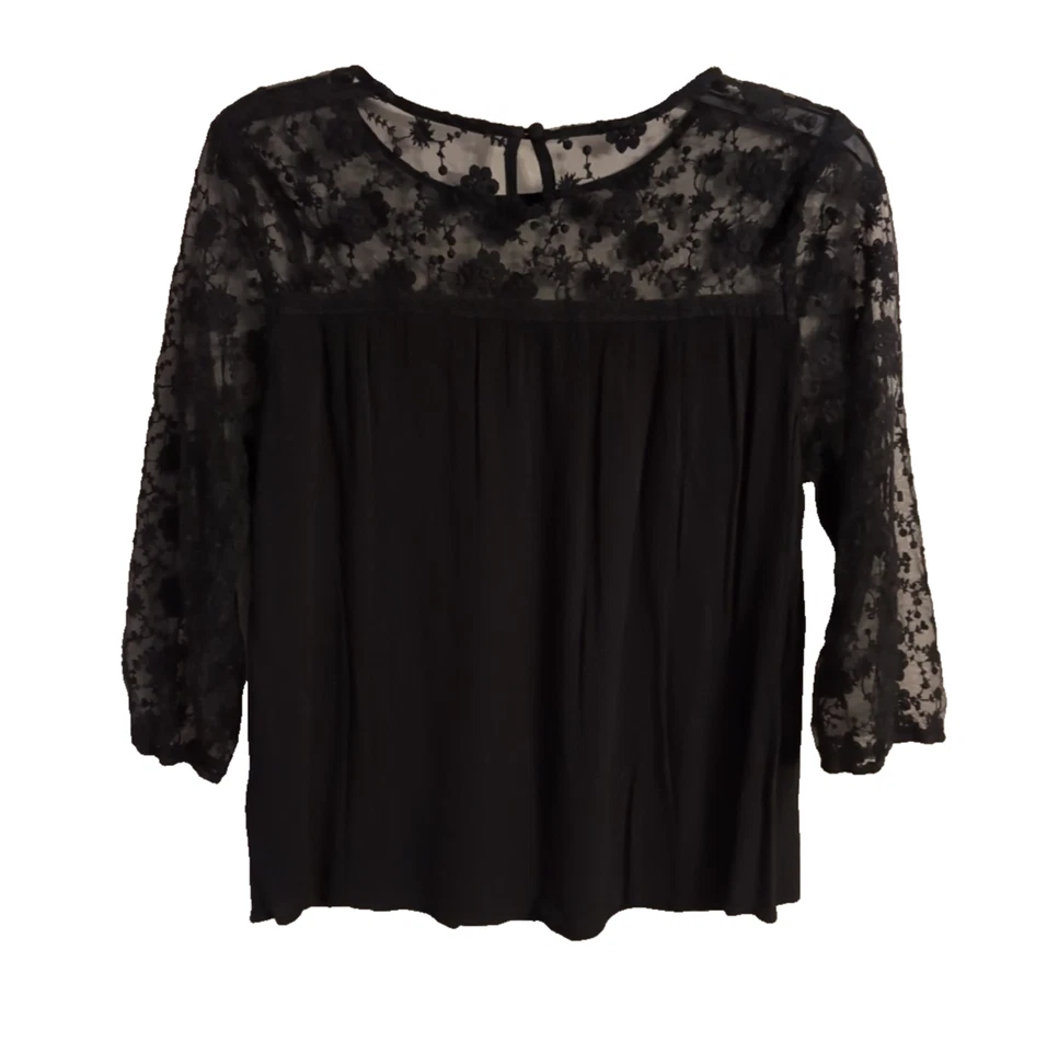 Top para mujer Maurices negro encaje manga 3/4 caprichoso hada grunge talla M Foto 4 de 4