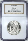 1945-D WALKING LIBERTY HALF DOLLAR 50C NGC MS66 UNCIRCULATED BU (H134)