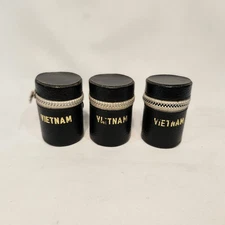 3- Vietnam Era Black Zipper 35mm Film Case Holder with Metal Canister  Vintage