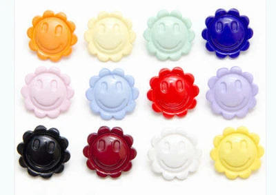 Baby - Happy Face sunflower buttons 15mm shank novelty in 8 colours - Cardigan