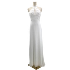 LULU'S Sz S White Pleated Halter Cutout Bridal Wedding Maxi Dress NWT b136