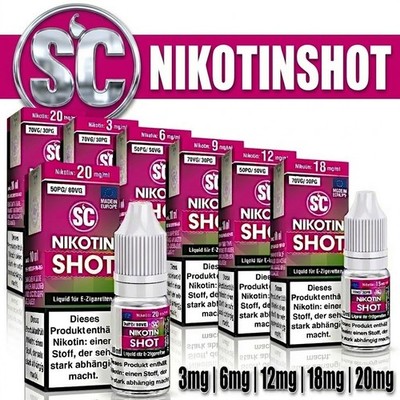 3 - 20mg SC Nikotin Shots 5 - 40 x 10 ml 50/50 70/30 Nikotinshot für E Liquid