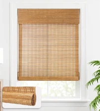 Cordless Bamboo Blinds, Bamboo Roll Up Shades for Windows, Light Filtering Wo...