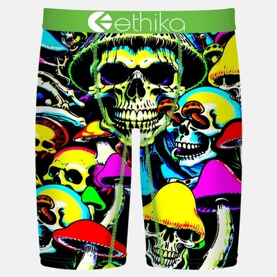 Ethika Boxer Brief Confort Staple Fit Vert Poisson Crâne SHROOM BLOOM - Photo 1/3