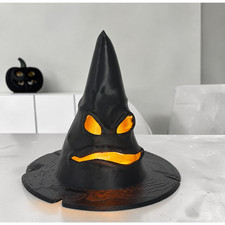 Black Witch Hat Light Fantasy Plastic Halloween Decor Table Scary Goth Lights