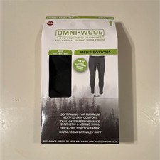 Omni Wool Thermal Long Johns XL Black Polyester Merino Wool Moisture Wicking