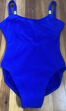Jantzen Vintage Plaid One Piece Swimsuit Textured Retro 10 blue Gingham Plaid