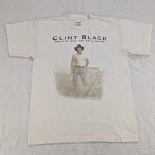 Vtg Clint Black 1998 Tour T-Shirt Men's Large Cream Single Stitch 90s Country