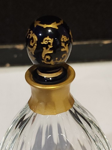 French Perfume Bottle Saint Louis Crystal Cobalt Stopper by Faberge - Picture 5 of 10