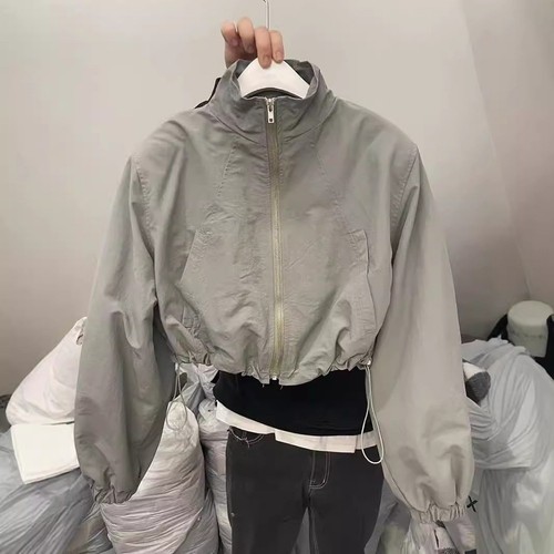 All Season Women's Casual Short Jacket with Long Sleeves and Drawstring - Picture 2 of 9