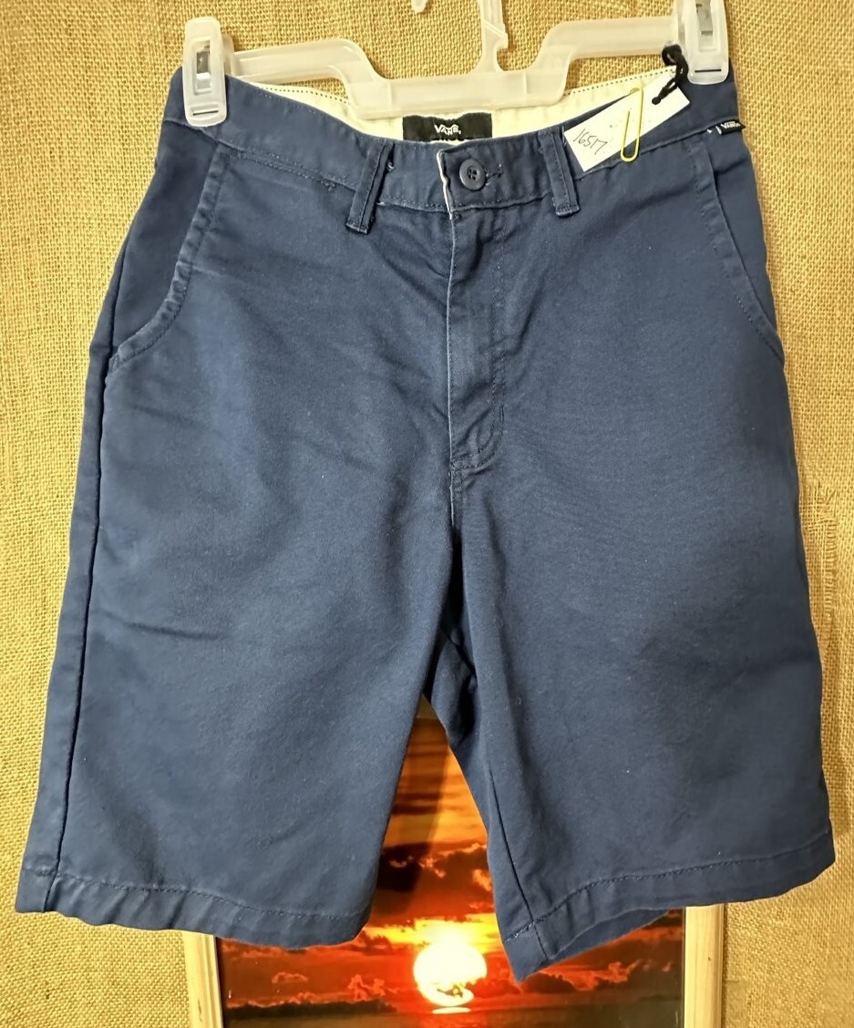VANS men's blue flat solid casual shorts W28 pockets stretch | eBay