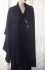 ST JOHN COLLECTION MARIE GRAY BLACK SANTANA KNIT LONG SHORT RUFFLE  SHAWL WRAP — photo 6
