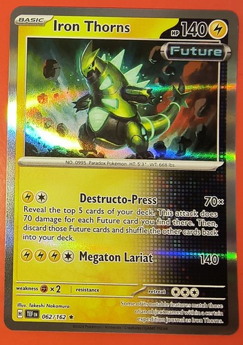 Pokémon Karte Iron Thorns 062/162 Selten – Aus Scarlet & Violet Temporal Forces + Toploader