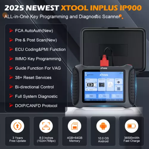 XTOOL IP900 OBD2 Scanner Car Diagnostic Tool 4000+Bidirectional FCA E.CU Coding - Bild 3 von 13