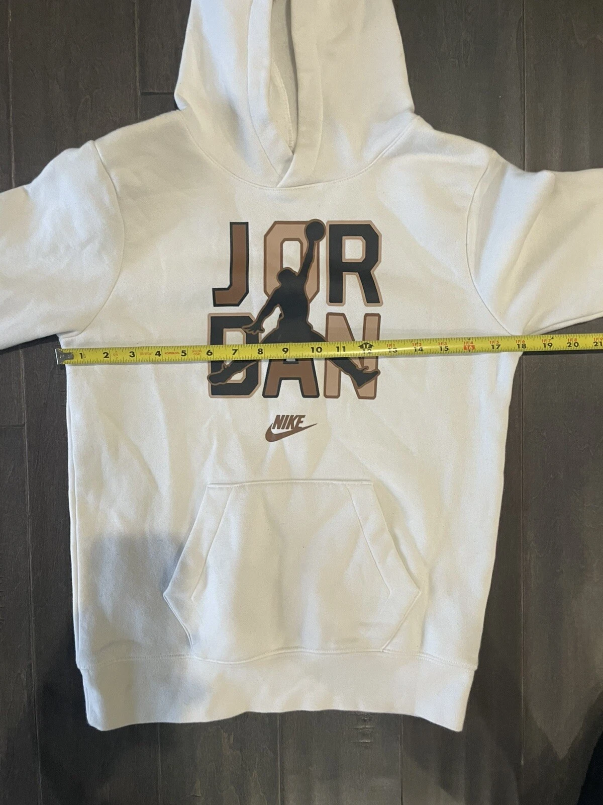 OFF WHITE Felpa con cappuccio unisex Air Jordan panna pile giovanile taglia large