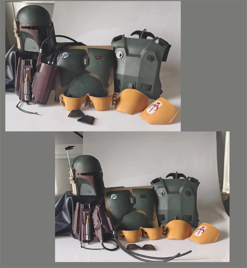 Star Wars The Mandalorian Cosplay Body Armor Traje y FRP Casco Boba Fett Prop Traje Foto 2 de 4