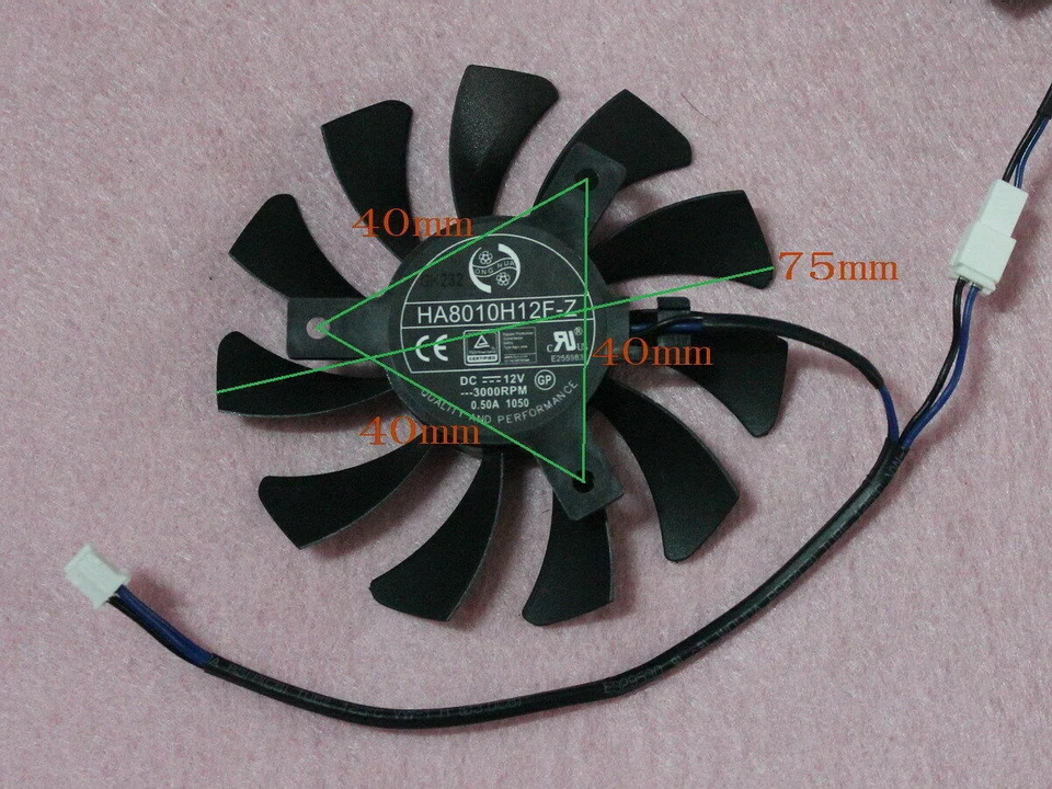 Pair Fans Cooler Fan For MSI GTX 1050 GTX 1050Ti HA8010H12F-Z 75mm Graphics Card - Image 3 of 4