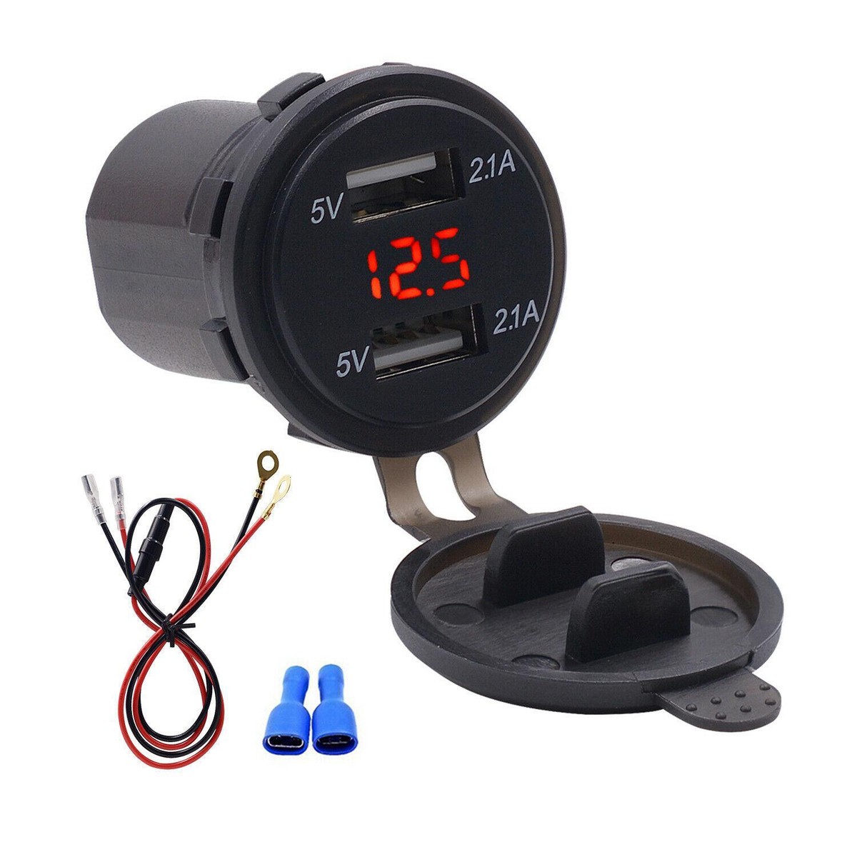 Car Cigarette Lighter Socket Dual USB Ports Charger Power Outlet w/LED  Voltmeter