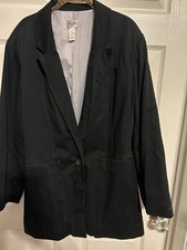 Chico's Womens Black Blazer Size 3 16 Long Sleeve One Button Jacket