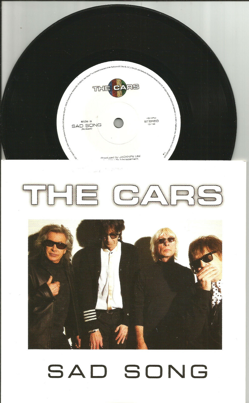 Ric Ocasek THE CARS Sad Song /Blue tip LIMITED USA 2011 RSD 7 INCH Vinyl 45