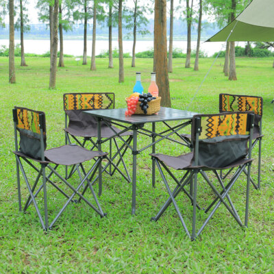 Folding Camping Table Chairs Set Lightweight Outdoor Garden - Main Image