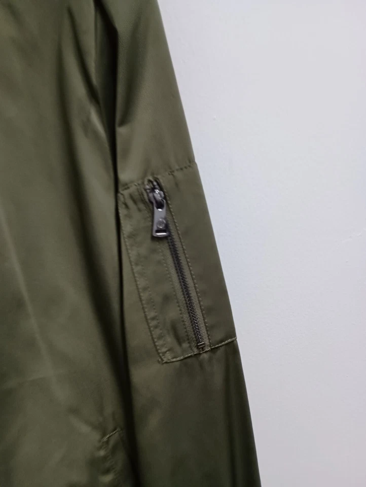 Bernardo Womens Bomber Jacket Medium Olive Green Zip Front Lightweight Lined - Image 2 of 4