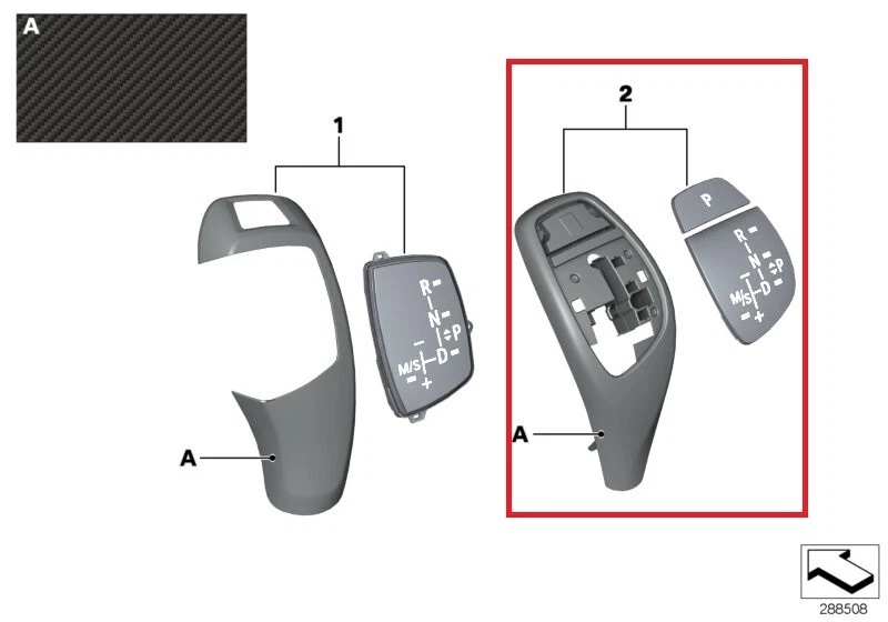 BMW Genuino M Performance Trim Gear Selector CUBIERTA PERILLA CARBONO 61312250698 NUEVO Foto 3 de 4