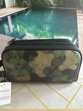 NWT Coach Small Travel Kit In CAMO GREEN MULTI CM034