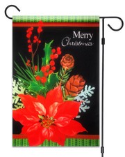 Merry Christmas Poinsettia Flower Garden Flag 12"X18" Christmas Decorative Flag