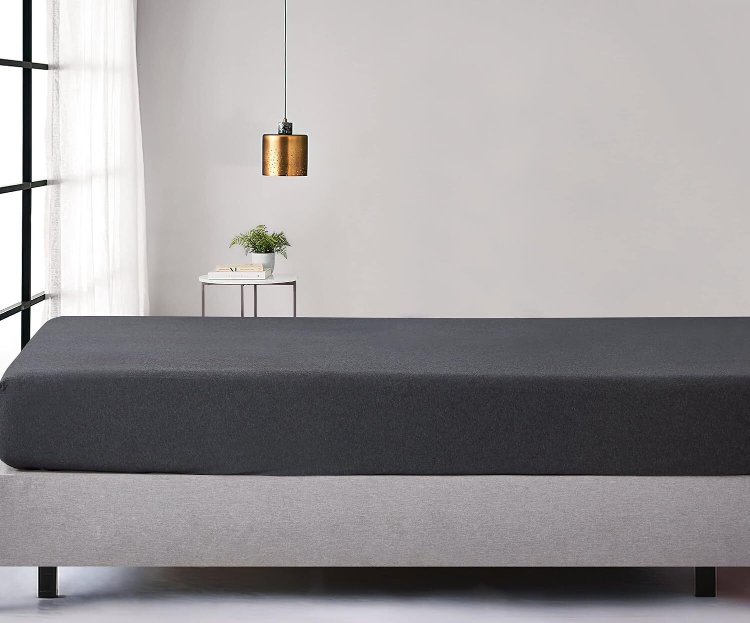 NNEDSZ 100% Jersey Cotton Soft Stretchy Breathable Fitted Sheet - Black Marble -