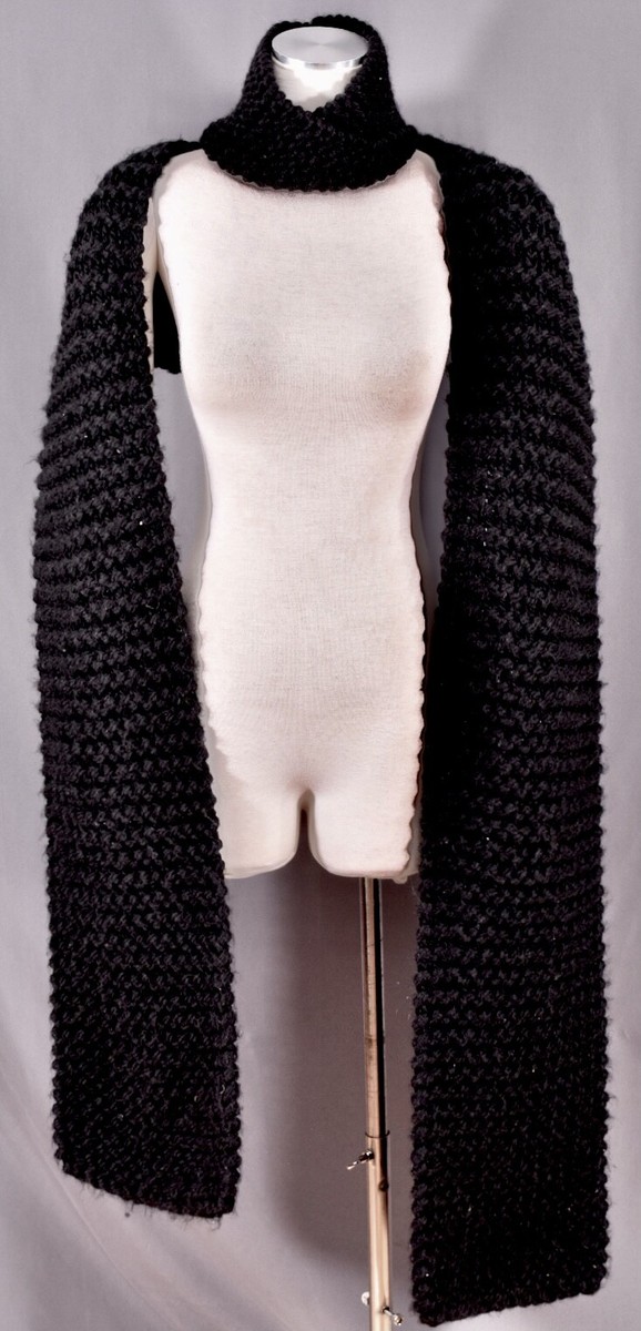 Mishka MNWKA Black Wool Giant Knit Scarf Turban Headband Bandana Womans 2 PC Set
