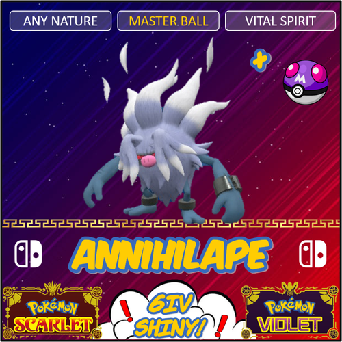 Buy Pokemon Scarlet Violet 6IV Shiny ANNIHILAPE w Master Ball New 