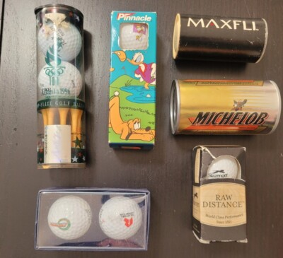 6 Vintage Packs Of Golf Balls Disney Pluto Michelob Maxfli 96 Olympics