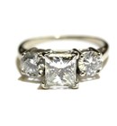 GIA certified 14k white gold 2.54ct princess diamond 3 stone engagement ring 5.5 — photo 1