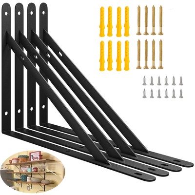 10 inch Shelf Brackets4Pack Light-Weight Duty Shelf BracketMetal Rust Proof S...
