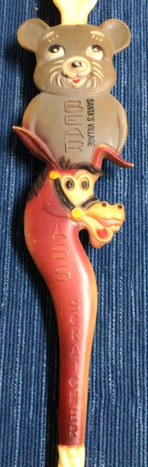 Vintage Santas Village California BEAR ASS back SCRATCHER Humor Gag