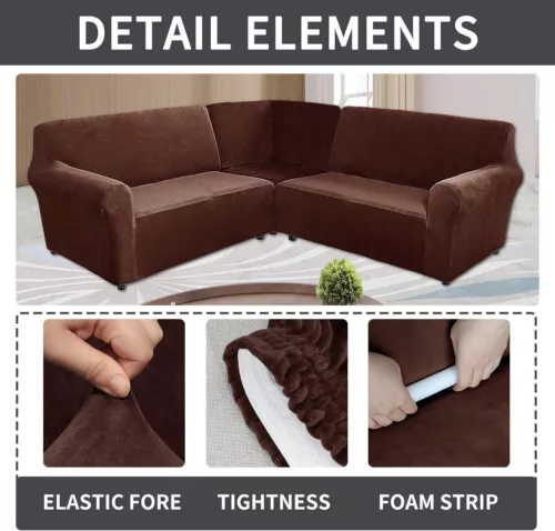 7 Seater L Shape Sofa Cover Velvet 3-Piece Corner Sectional Couch Sofa Slipcover - Picture 99 of 103