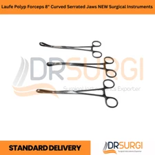 Laufe Polyp Forceps 8" Curved Serrated Jaws NEW Surgical Instruments Set of 3pcs