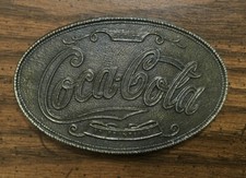 Vintage Coca Cola Coke Brass Belt Buckle 5 Cents At Fountain
