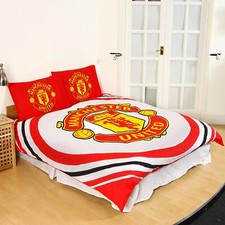 Image of Manchester United 'Pulse' Double Duvet Cover Bedding Set Reversible Quilt Cover