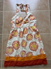 Trina Turk Los Angeles Sun Dress Beige Printed Silk Blend Sleeveless Size 4